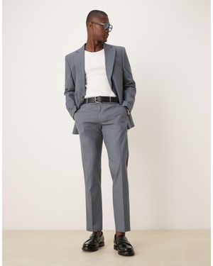 ASOS Linen Blend Slim Suit Trousers - Blue