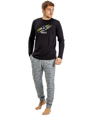 Munich Long Sleeve Winter Pyjamas Mudp0451 - Black