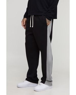 BoohooMAN Tall Oversized Dropped Crotch Panel Joggers - Black