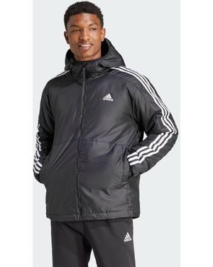 adidas Essentials 3-Stripes Insulated Hooded Jacket - Black