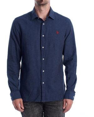 U.S. POLO ASSN. Long Sleeve Cotton And Linen Shirt Us41104030 - Blue