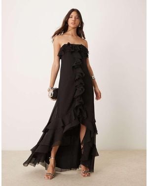 ASOS Bardot Ruffle Off Shoulder Maxi Dress - Black