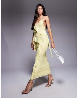 ASOS Devore Ruffle Strappy Back Maxi Dress - Yellow