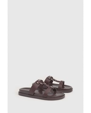 Boohoo Wide Fit T Bar Chunky Sandals - Red