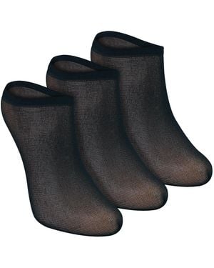 Sock Snob 3 Pack Ladies Invisible Pop Socks 15 Denier Lightweight No Show - Black