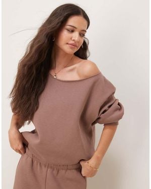 ASOS Off Shoulder Sweat Co-Ord - Brown