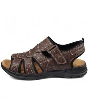 Infinity Leather Lightweight Open Toe Casual Sandals - Brown