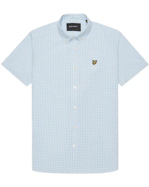Lyle & Scott Short Sleeve Gringham Shirt Cotton - Blue