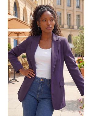 Roman Tailored Collar & Revere Blazer - Purple