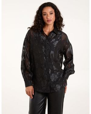 Blue Vanilla Mesh Metallic Detailed Shirt - Black