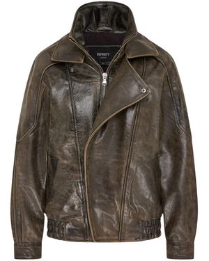 Infinity Leather Cow Biker Blouson Jacket - Green