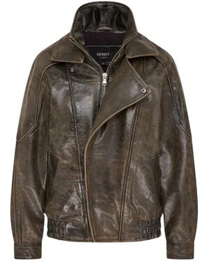 Infinity Leather Cow Biker Blouson Jacket - Green