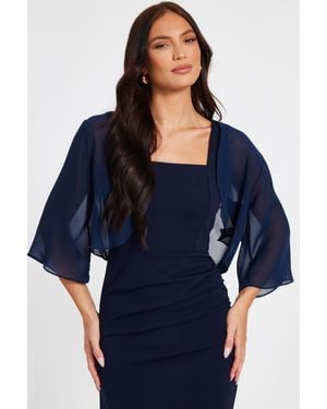 Quiz Crop Sleeve Cover Up - Blue