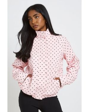 Boohoo Polka Dot Funnel Neck Jacket - Pink