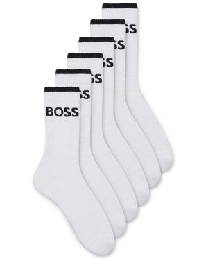 BOSS 6 Pack Stripe Sock - White