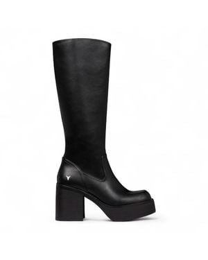 Windsor Smith Windsorsmith Faux Leather Knee-High Platform Heel Boots - Black