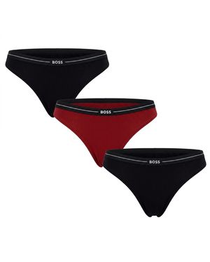 BOSS Pack Of 3 Elastic Cotton Thongs With Logo 50510030 - Black