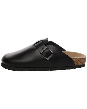 EVER AU Pintail Leather Comfort Clog Sandals - Black