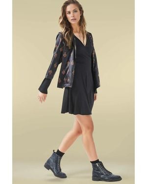 TOPSHOP Bell Sleeve Wrap Dress - Blue