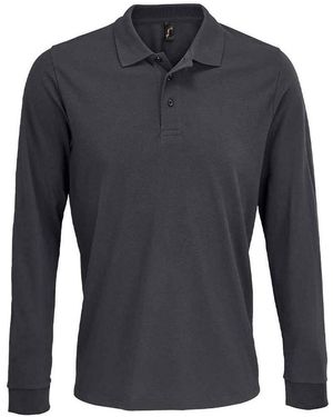 Sol's Adult Prime Pique Long-Sleeved Polo Shirt (Dark) - Grey