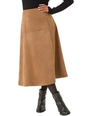 Roman Petite Suede A-Line Skirt - Brown
