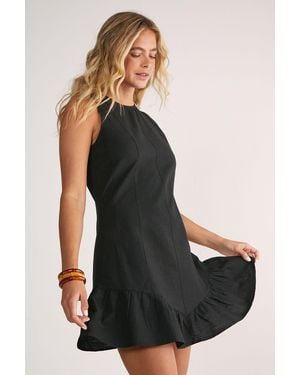 Nasty Gal Linen Mix Seamed Peplum Hem Mini Dress - Black