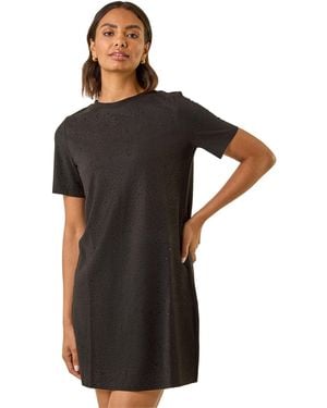 Roman Embellished Shift Stretch Dress - Black