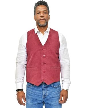 Infinity Leather Classic Goat Suede Waistcoat-Norwich - Red