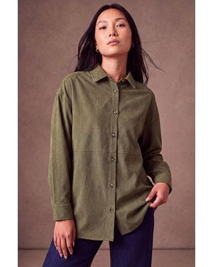 Roman Suedette Oversize Shirt - Brown