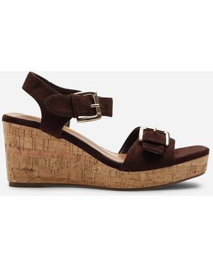 Where's That From Olivine Double Strap Platform Suede Wedge - Brown