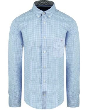 Eden Park Chequered Oxford Shirt - Blue