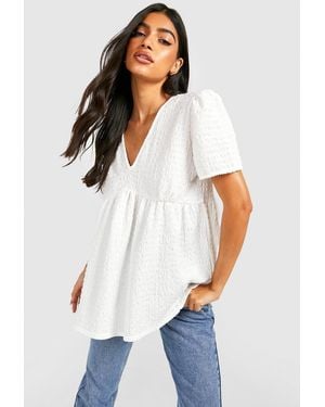 Boohoo Maternity Textured Smock Top - White