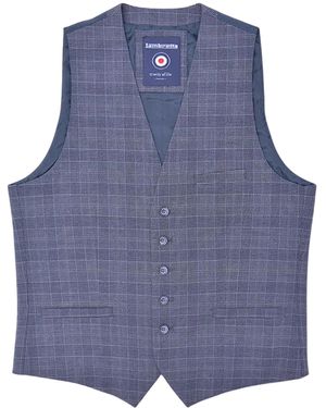 Lambretta Bradley Checked Waistcoat (Slate) - Blue