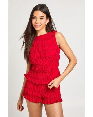 Boohoo Chiffon Shirred Sleeveless Top