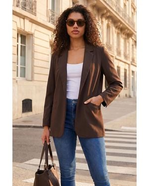 Roman Petite Revere Collar Stretch Blazer - Blue