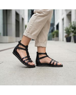 Krush Gladiator Sandals Strappy Valentina Buckle - Black