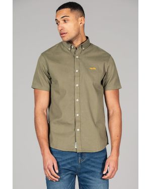 Tokyo Laundry Cotton Short Sleeved Button-Up Oxford Shirt - Green