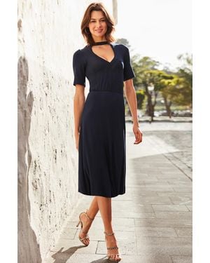 Sosandar Cut Out Back Detail Midi Jersey Dress - Blue