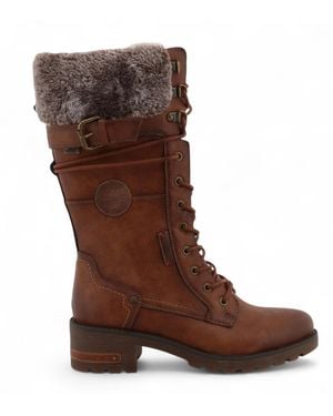 Mustang Mid-Calf Faux Fur Winter Combat Boots Pu - Brown