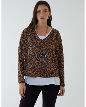 Blue Vanilla Leopard Glitter Necklace 3 - Brown