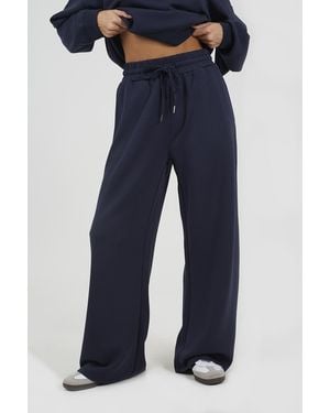 Brave Soul Dark Wide Leg Scuba Joggers - Blue