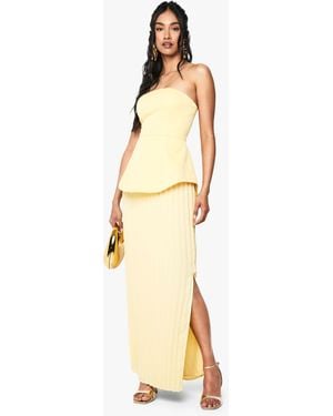 Boohoo Bandeau Peplum Chiffon Mix Maxi Dress - Metallic