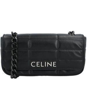 Celine Celine Matelasse Chain Shoulder Bag Quilted Goat Leather - Black
