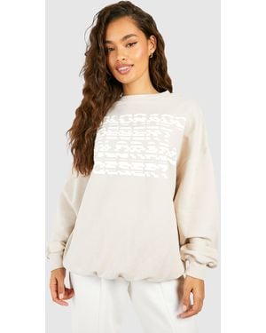 Boohoo Colorado Puff Print Slogan Oversized Sweatshirt - White