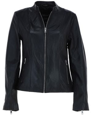 Ashwood Leather 'Kate' Real Mandarin Collar Biker Jacket - Black