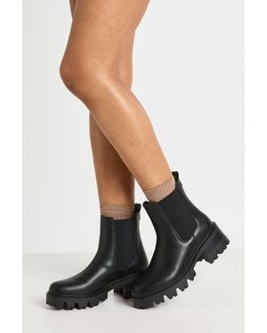 Boohoo Chunky Tab Detail Chelsea Boots - Black
