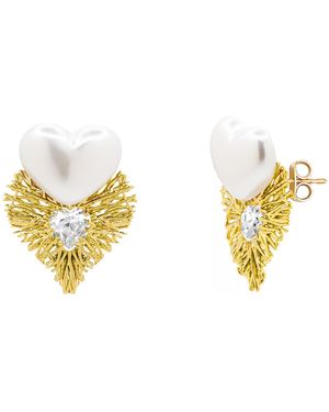 The Jewellery Stockroom Plated Statement Heart Stud Earrings - Metallic