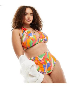 ASOS Curve Mix And Match High Triangle Bikini Top - Orange