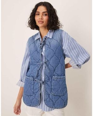 ASOS Denim Quilted Vest - Blue