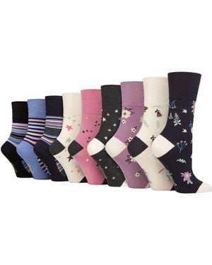 Gentle Grip 9 Pack Bamboo Socks Ladies - Black